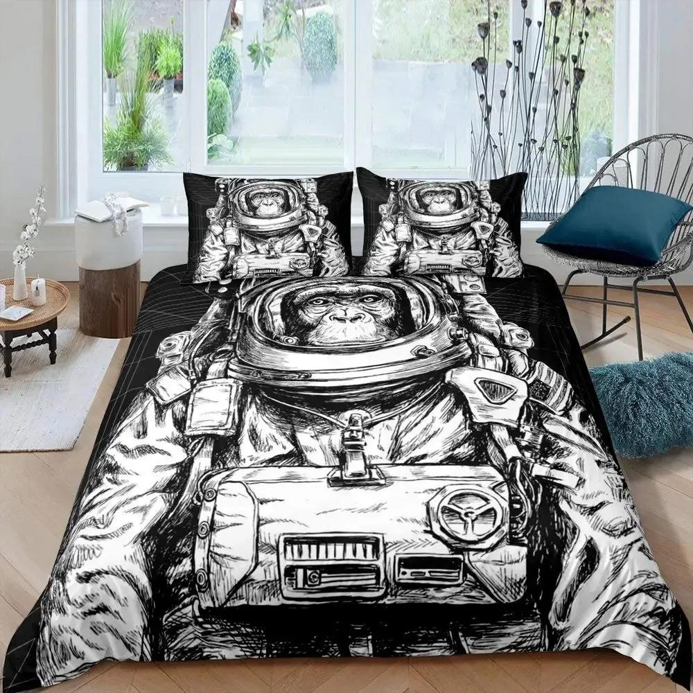 Astronaut Duvet Cover Set Galaxy Outer Space Bedding Set 3D Boys Cosmonaut Spaceman Comforter Cover Universe Planet Quilt Cover
