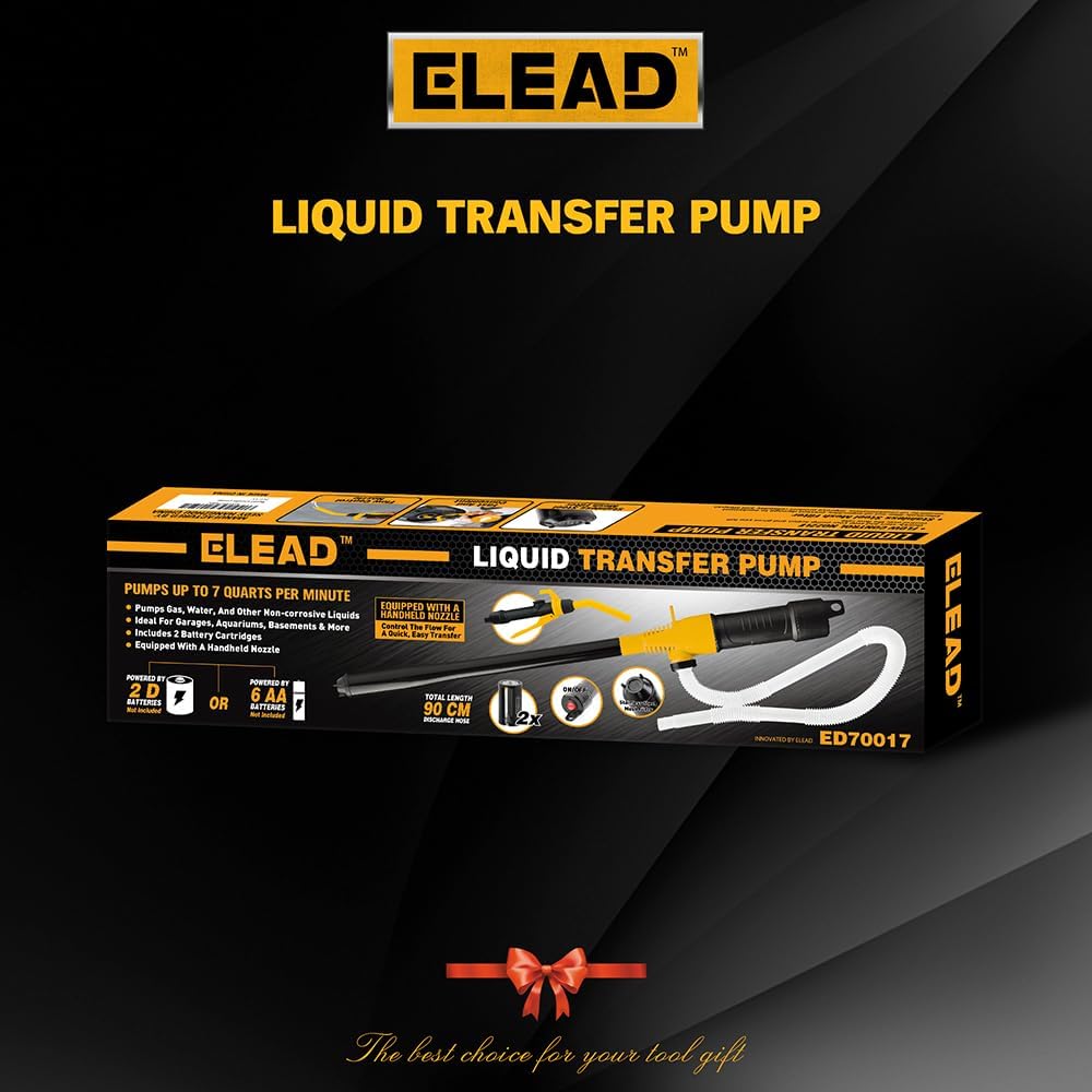 ELEAD Portable Battery Powered Pump - Electric Fuel/Water Transfer Pump 2.2 GPM, Liquid Siphon Pump With Adjustable Flow Control, Gas Pump With