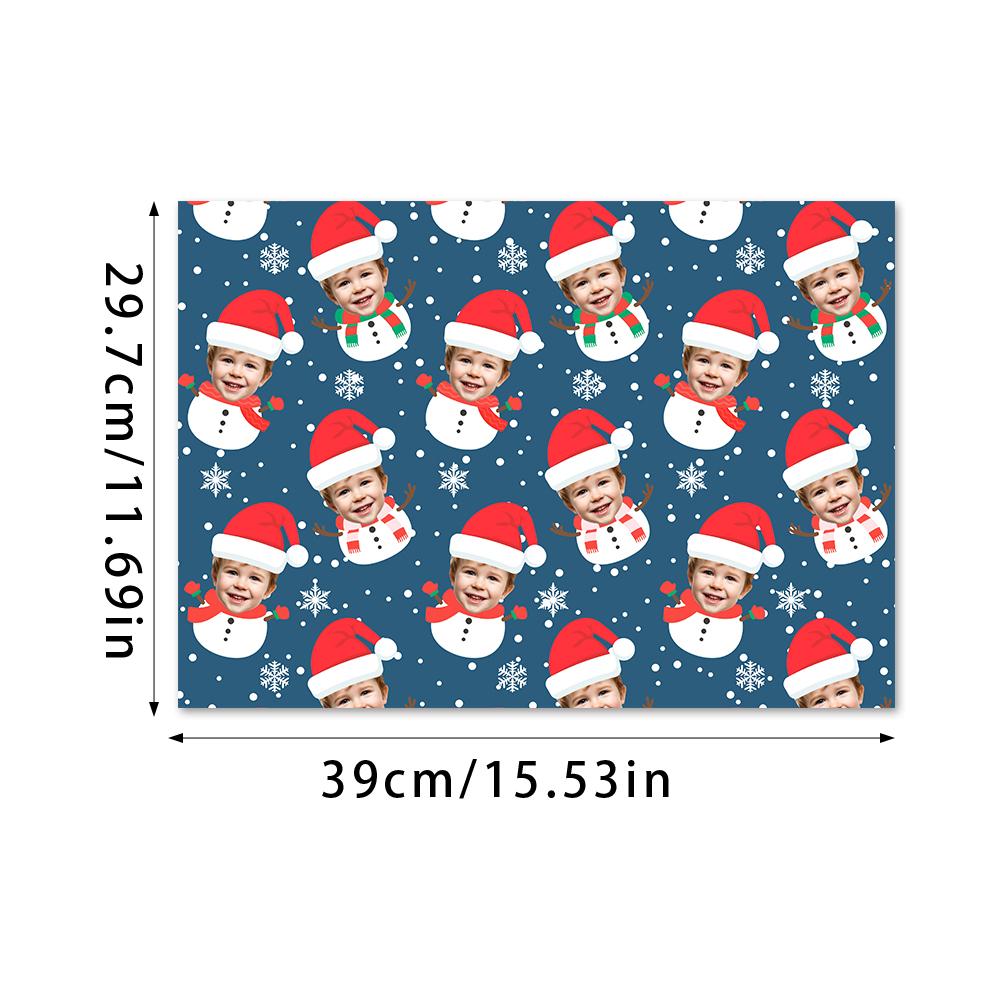 Customized facial Christmas hat/snowman/Christmas tree Christmas wrapping paper, Christmas party gift packaging decoration 5pcs