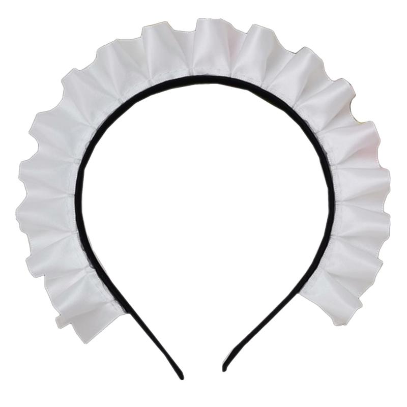 Girls Ruffles Lace Necklace with Pearl Chain Pendant Ribbon Bows Earrings Hair Clips Handmade Lolita Hair Ornaments