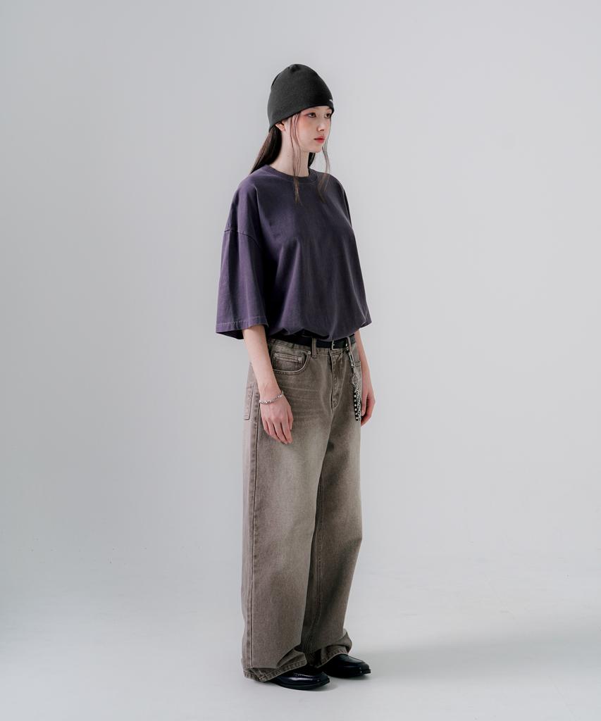 EZKATON Burnett Pigment Wide Pants Brown Mmlp6783