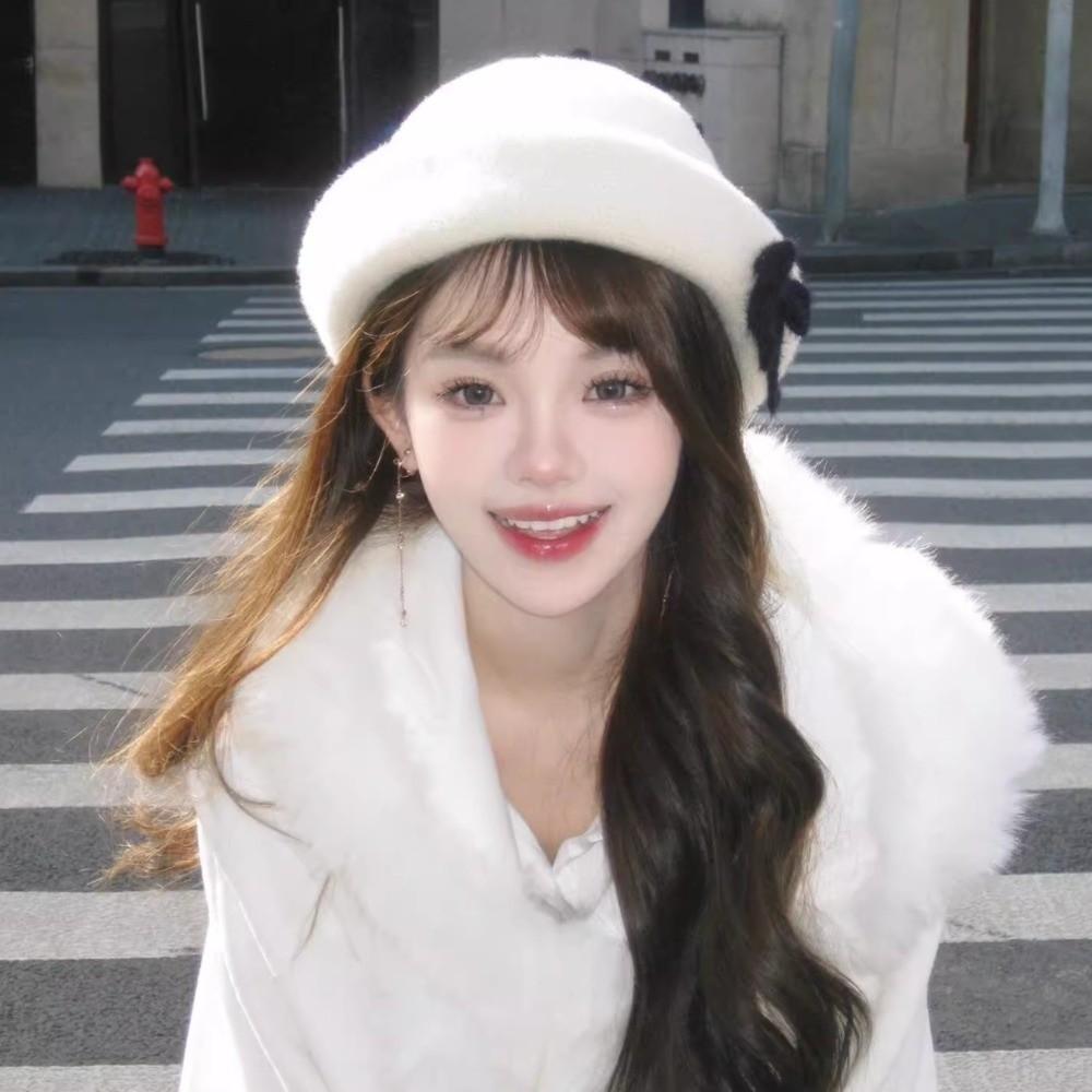 Solid Color Bow Bucket Cap Korean Style Women Bucket Hat Temperament Woolen Fishing Cap  Streetwear