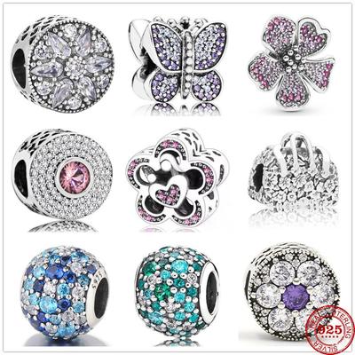 Fit Original Fasion Charms Armband 925 Sterling Silber Zirkon Schmetterling Liebe Blume Charm Bead Diy Schmuck Machen Berloque
