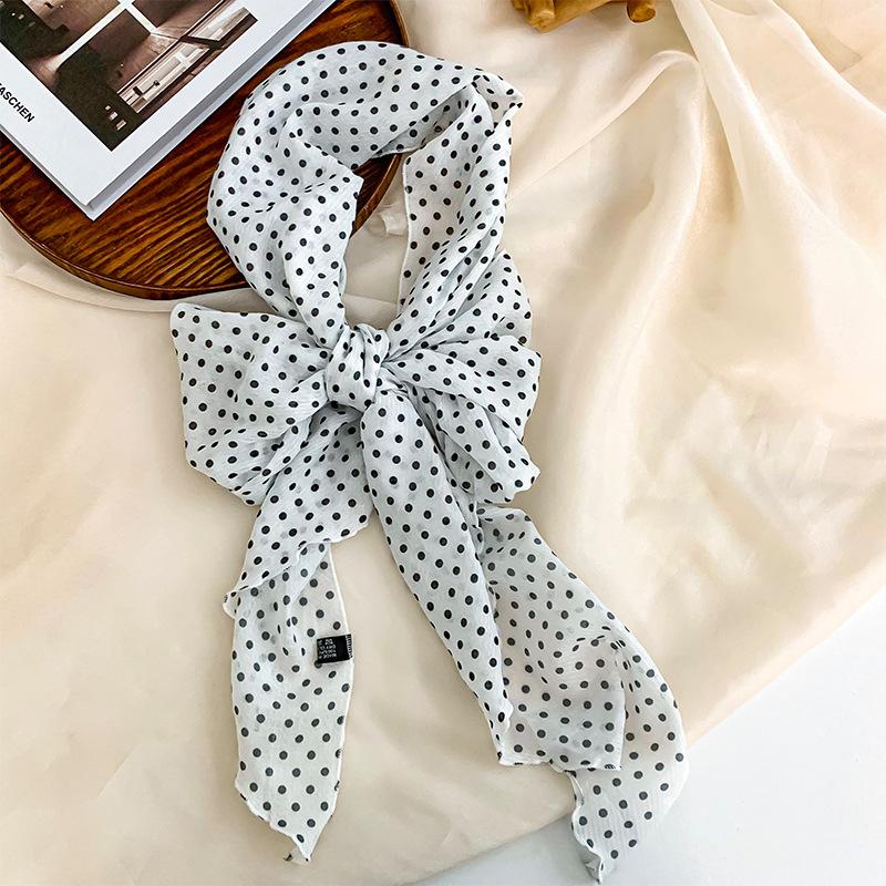 

Длинный шелковый шарф, новая ретро мода, шарф-лента на шею в горошек, многофункциональный платок на голову, повязка на голову, пояс.