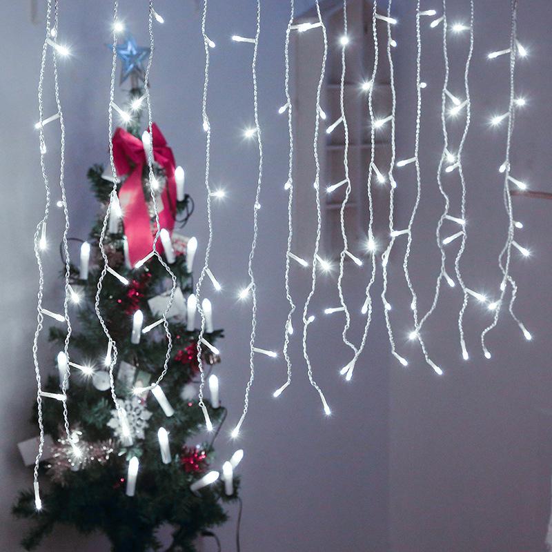 Festoon Garland Lamp Outdoor Icicle Light String Home Curtain Eaves Hanging Lights Wedding Party Garden Room Decoration EU Plug