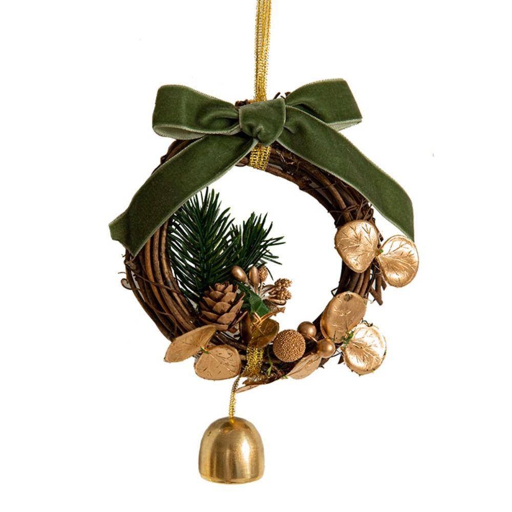 Exquisite Christmas Wreath Pendant Creative Pine Cone Bell Pendant Hanging Ornament  Balcony