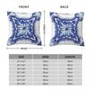 Blue Ornate Floral Mediterranean Sicilian Tile Square Pillowcase Pillow Cover Cushion Throw Pillow For Home Bedroom Car