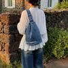 Denim Sling Bag Casual Chest Bag Lightweight Crossbody Backpack for Men and Women