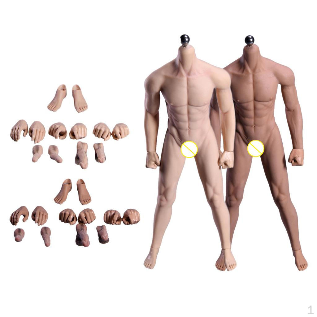 1/6 Skin Muscle Muscular Male Stainless Steel Nude Body with Accessories