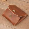 Unisex Genuine Leather Snap Button Coin Purse - Crazy Horse Brown Coffee Color
