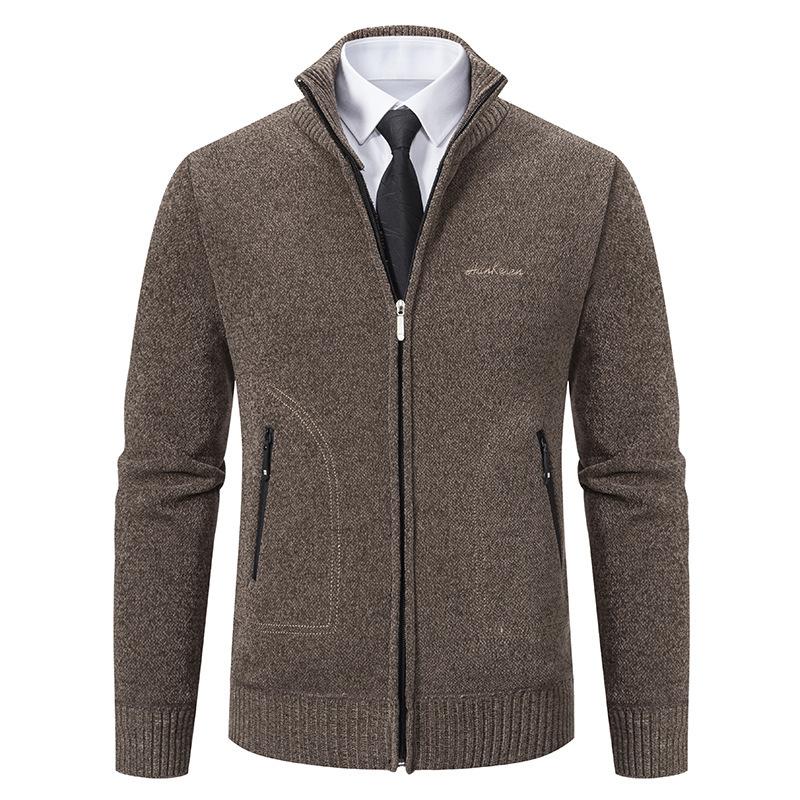 Men Autumn Sweater Jacket Youth Business Casual Zipper Overcoat