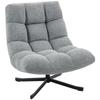 Rotatable Armchair Lounge Chair With Wide Seat Water Repellent Chenille Look Crossed Steel Legs Gray