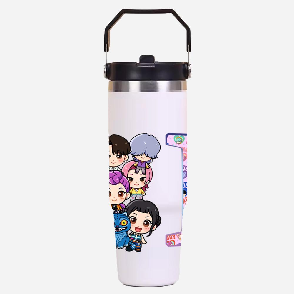 30Oz Anime K-Pop Demon Hunters Stainless Steel Vacuum Cup Hot Cold 6-12 Hours Retention Eco Friendly Bpa Free Largeautomotive Holder Flask Kid Gift