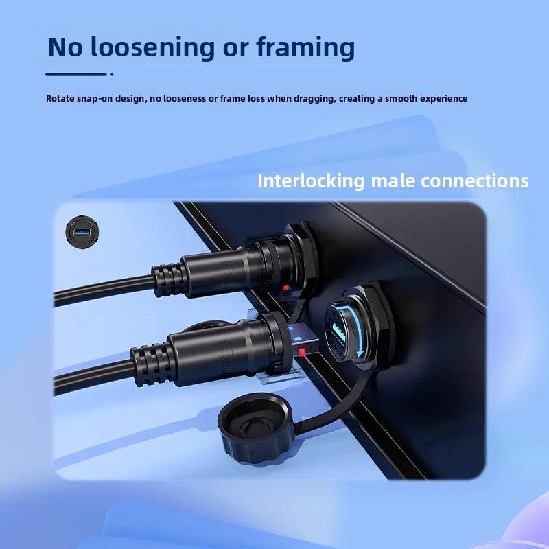 USB Data Interface Wire Wateroroof IP67 USB3.0 Connector Extension Cable USB 3.0 Panel Mount Cable USB Type A Round Socket
