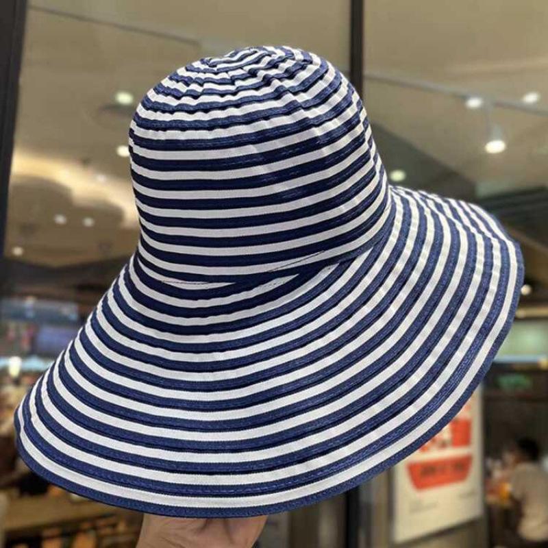 

Women s Black & White Striped Sun Hat Wide Brim UV Protection Summer Beach Hat Foldable Lightweight Travel Hat
