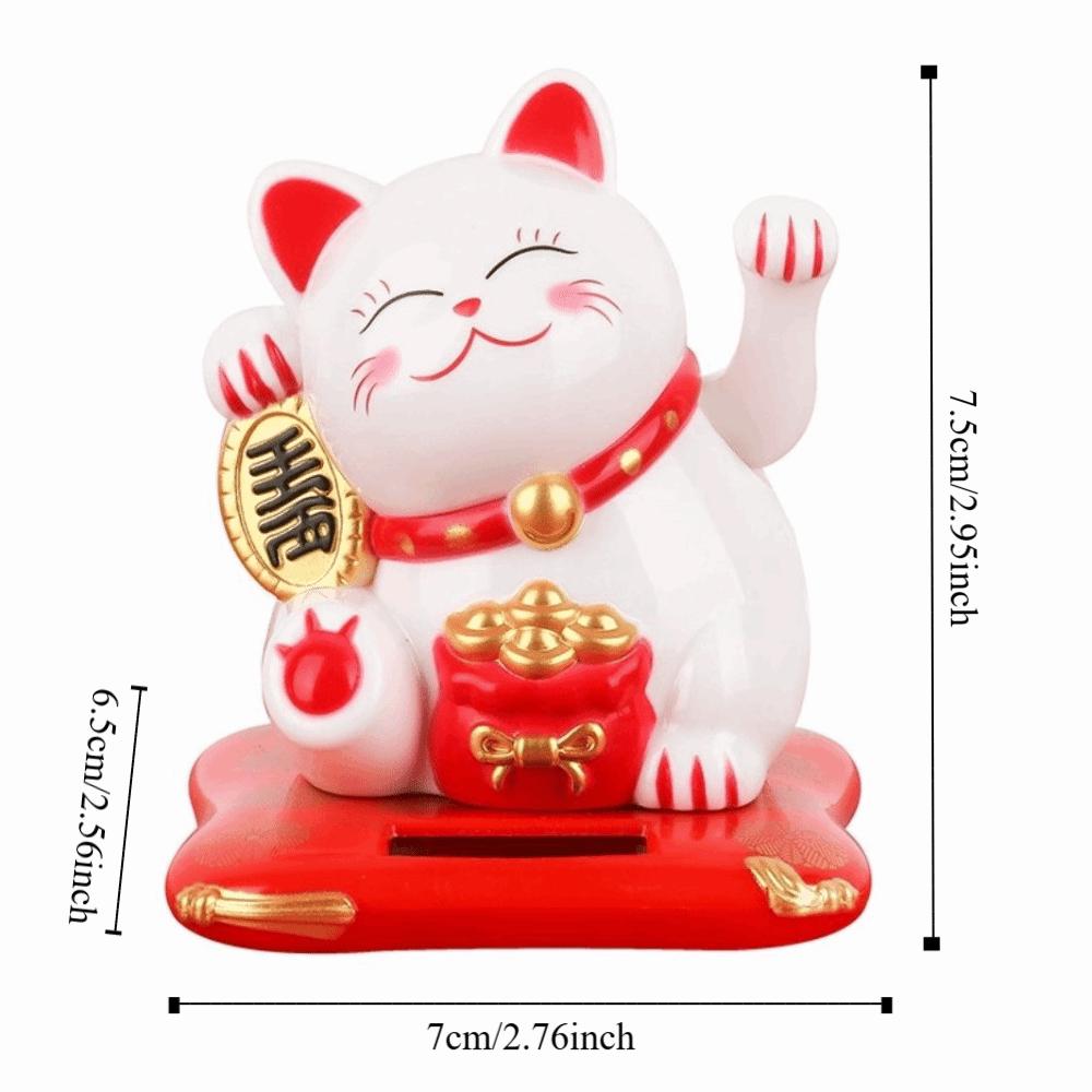 Solar Powered Fortune Cat Figurine Waving Wealth Waving Hand Cat Ornaments  Holiday Gift