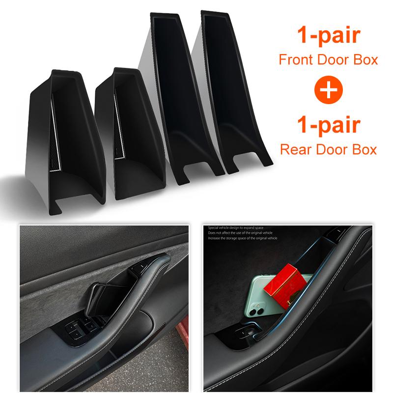 Car Front ide Car Door Storage For Tesla Model 3 Model Y Pallet Armrest Container Box Cover Grab Handle Storage Box