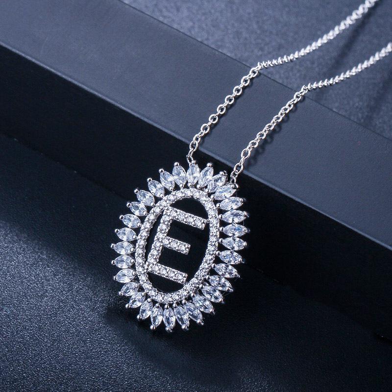 D0037 Colier cu literă, Zircon 3A de înaltă calitate, Pandantiv personalizat, Opțiuni multiple.