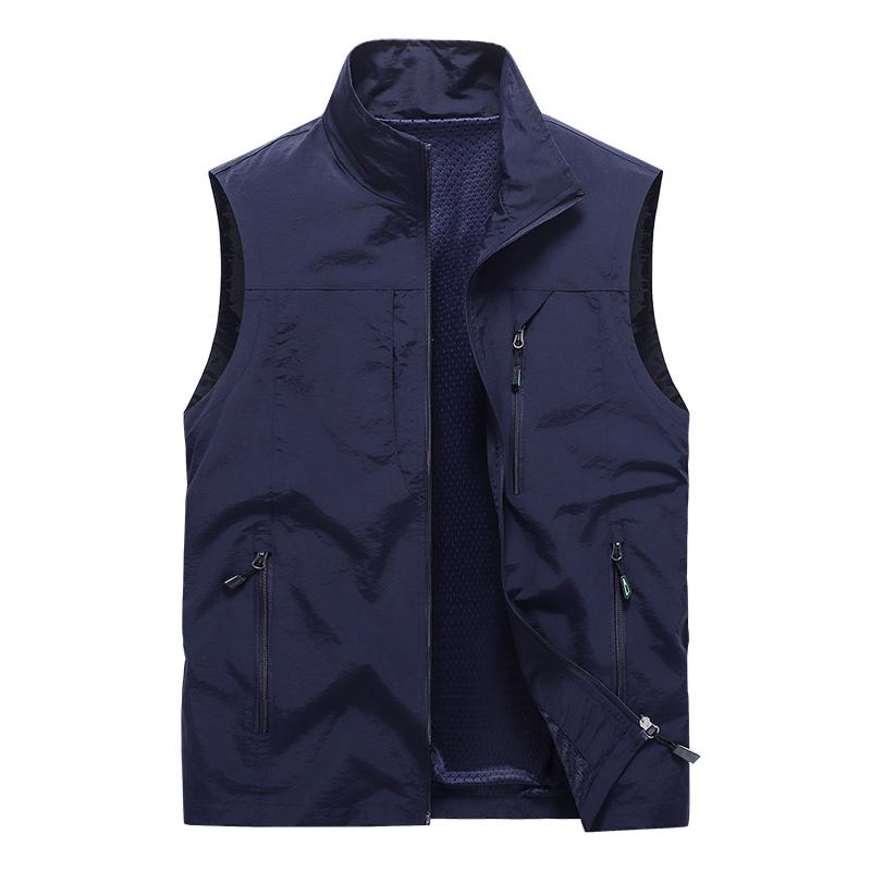 Stand Collar Vest Workwear Multi-pocket Vest Men's Vest Sleeveless