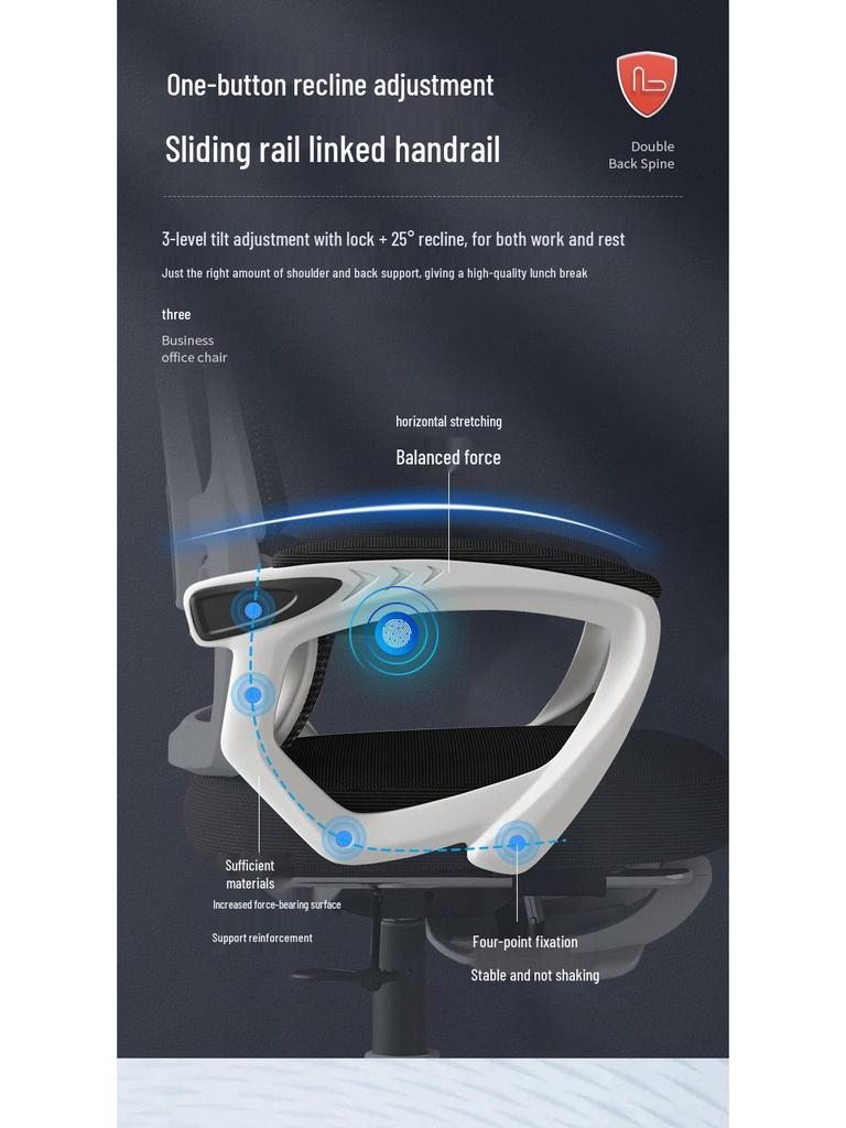 Ergonomic Reclining Swivel Computer Chair with Double Backrest for Home Office or Dorm