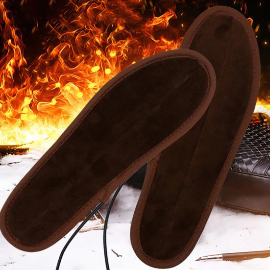 Unisex USB Elektrisk Drivna Plysch Värmande Uppvärmda Inläggssulor Fot Skor Värmare Kuddar