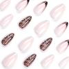 24 Pieces Nude French White Edge Manicure Piece Simple Zebra Pattern Nail Short Almond Nail Piece