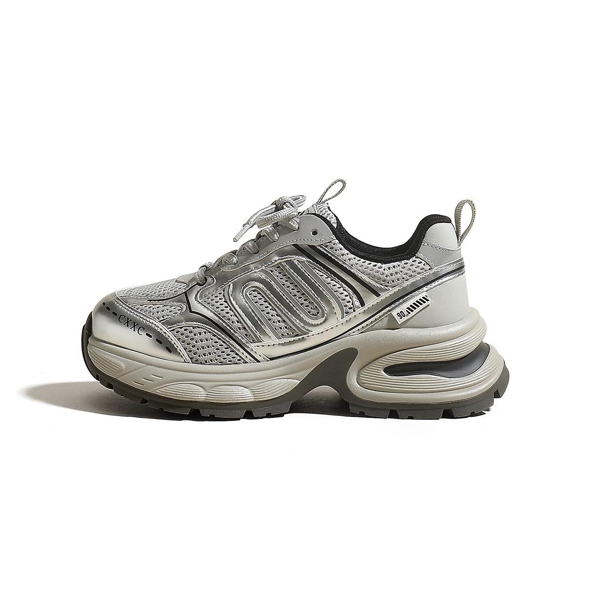 Кроссовки Pops с толстой подошвой, женские, ранняя весна, серые, толстые, показывают ноги, маленькие, повседневные, кроссовки для бега 35