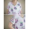 DIMANAF 2025 Summer Women Plus Size Dress Vintage Long Dress Basic Floral Printing Casual Loose Linen Maxi