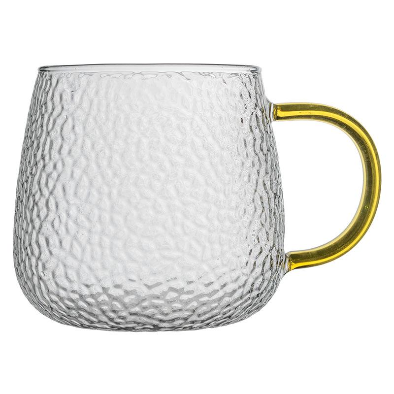 Heat-Resistant Hammered Glass Mug with Handle for Milk, Coffee, and Flower Tea
