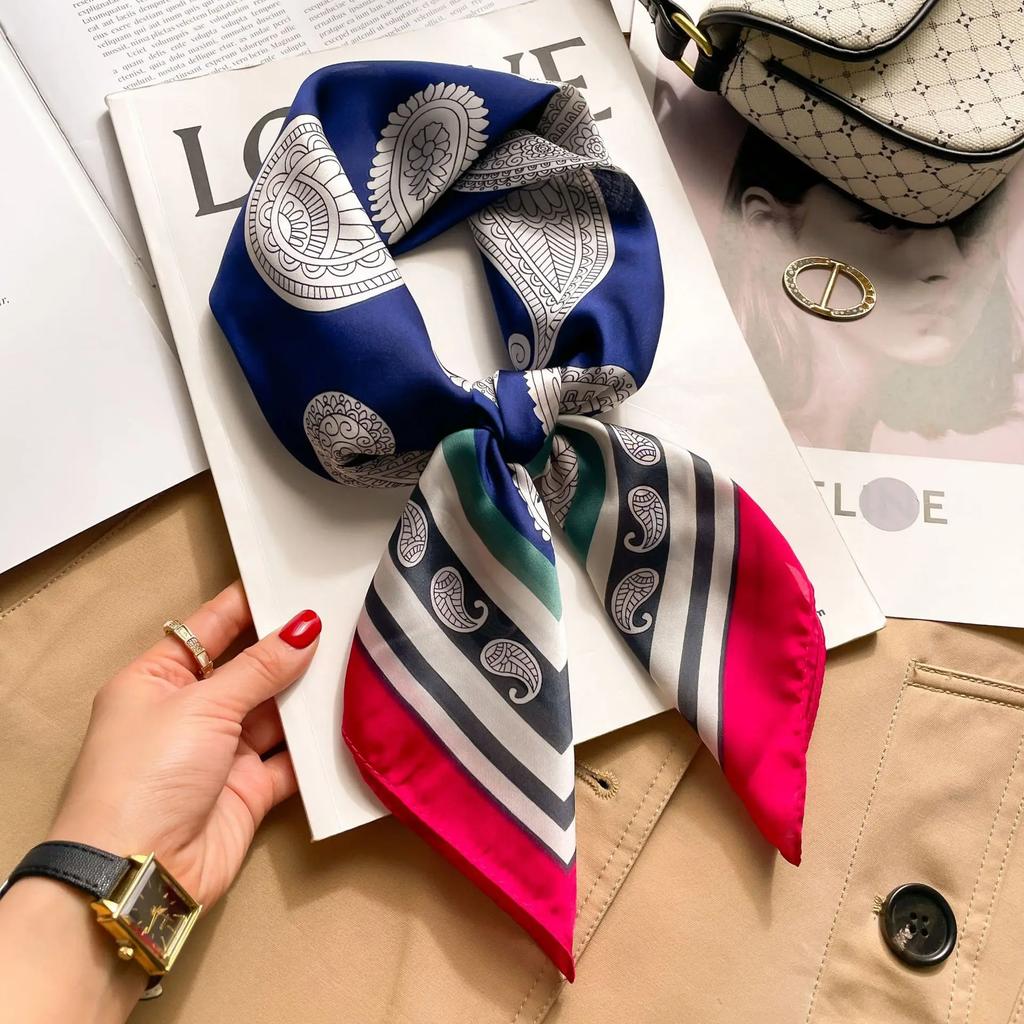 70cm Hair Print Silk Feeling Scarf For Women Fashion NeckTie Hand Bag Foulard Wrist Kerchief Shawl Wraps Hajib Lady