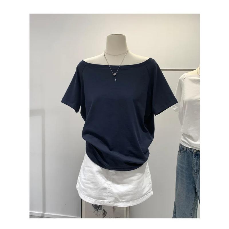 T-shirts Women Solid Simple Summer Casual Short Sleeve All-match Young Girls Streetwear Y2k Top Aesthetic Clothes Ins