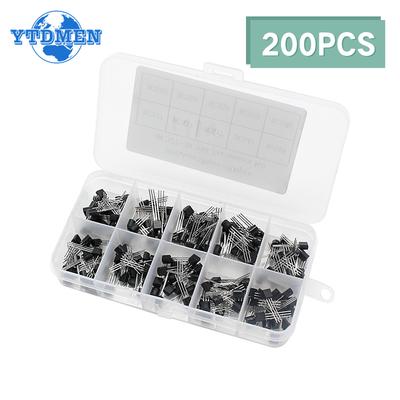 200 peças/caixa Kit de Transistores NPN PNP BC327 BC337 BC517 BC547 BC548 BC549 BC550 BC556 BC557 BC558 TO-92 Transistores de Potência