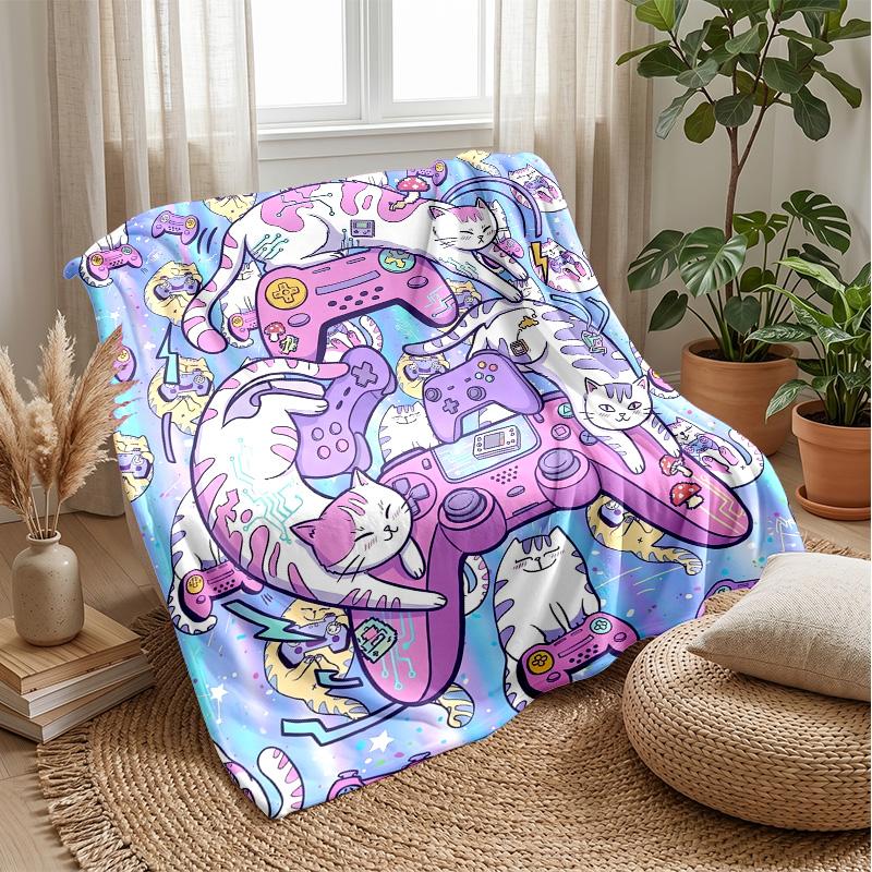 Cats with Encouraging Message Blanket Personalized Name Flannel Blanket Soft Cozy Plush Throw for Sofa Bed Lightweight Home Decor