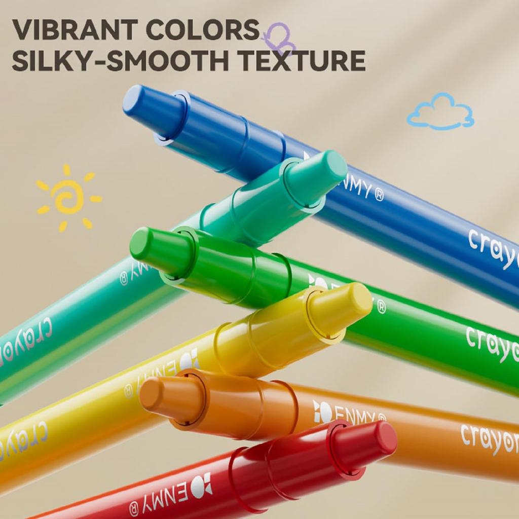 ENMY Crayon Retractable Gel Tempera Crayons for and Doodling On and 48-Color Set Water-Washable, Crayons. Break-Resistant Drawing, Coloring, Paper,