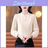 Elegant Long Sleeve Blouse With Bubble Sleeves For Office Wear In Polyester Fabric