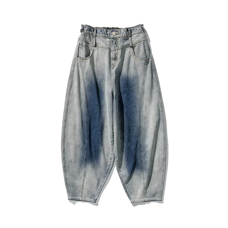 

Осень Зима Американский Ретро Джинсы Мужские Повседневные Прямые Широкие Джинсовые Брюки Мужские Повседневные Уличная Одежда Хлопок Свободные Джинсовые Брюки M темно-синий