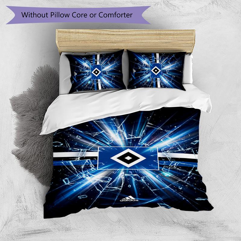 Set Lenzuola Stampato Calcio Hamburger SV 3 Pezzi, Comodo Set Copripiumino per Camera da Letto Amico della Pelle