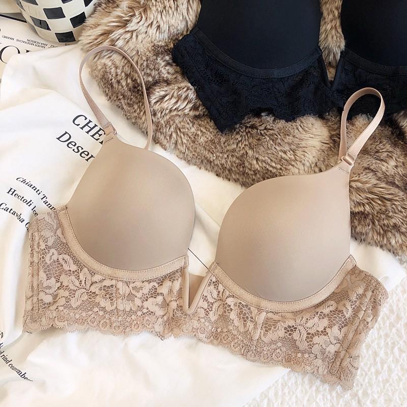 

Сексуальное кружевное нижнее белье женский тонкий бюстгальтер большого размера показывает маленькую грудь, большой размер, предотвращающий провисание, мягкий бюстгальтер на косточках 85C