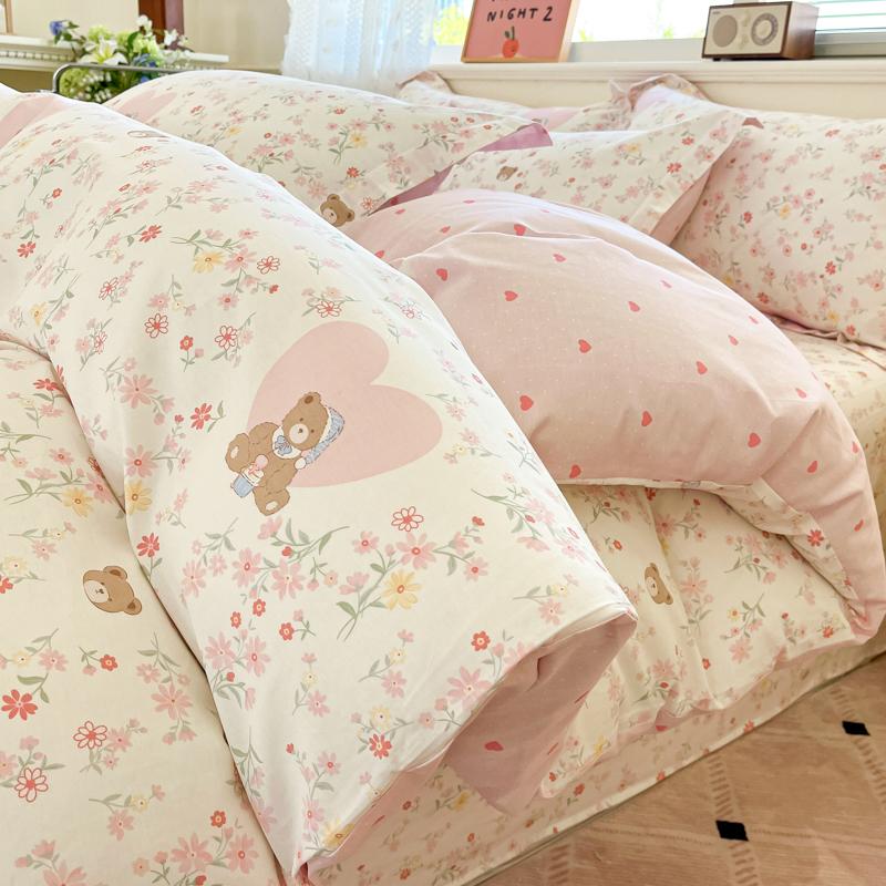 

Bedding Set 100% Cotton Duvet Cover Set 3pcs Twin/Full Cartoon Print | Hypoallergenic, 1 Duvet Cover 2 Pillowcases, No Shrink 135x200cm(53x79 in)