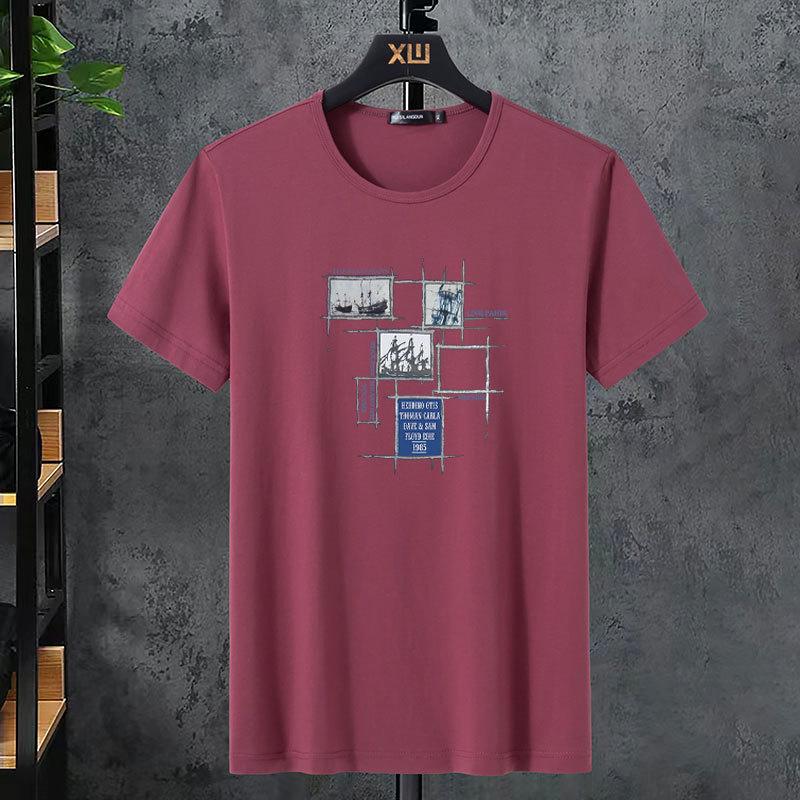 Мужская летняя эластичная мужская хлопковая футболка с короткими рукавами — фото 8