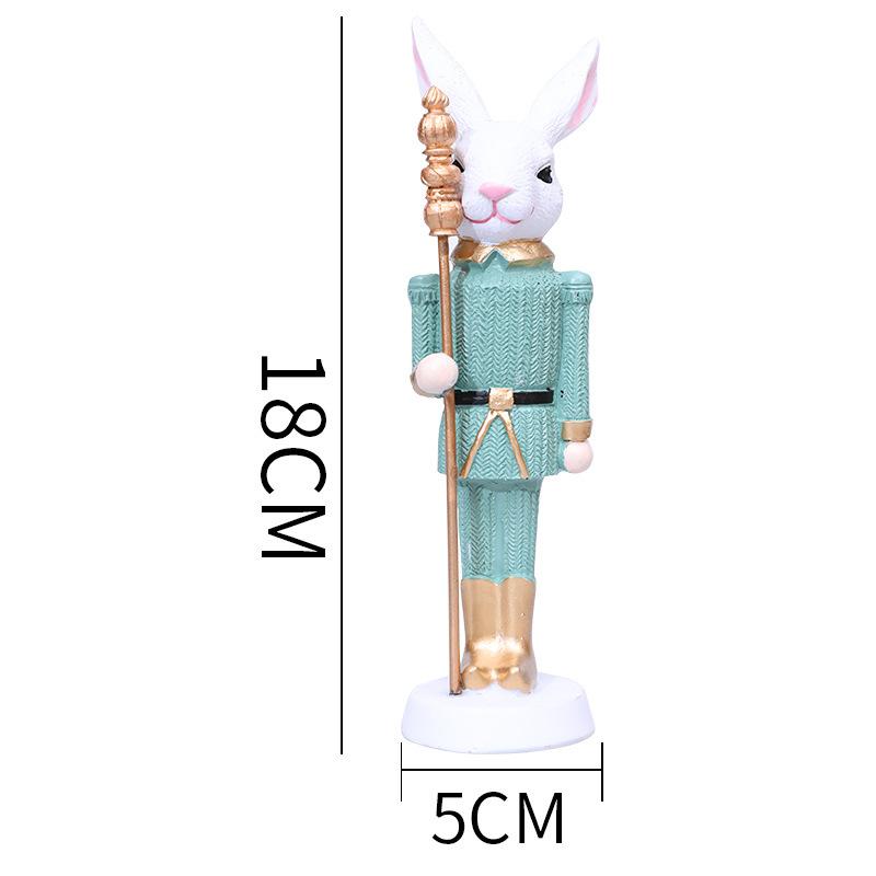Resin Bunny Decor Easter Desk Statue Rabbit with Scepter Resin Rabbit Animal Sculpture Spring Creative Tabletop Ornaments for