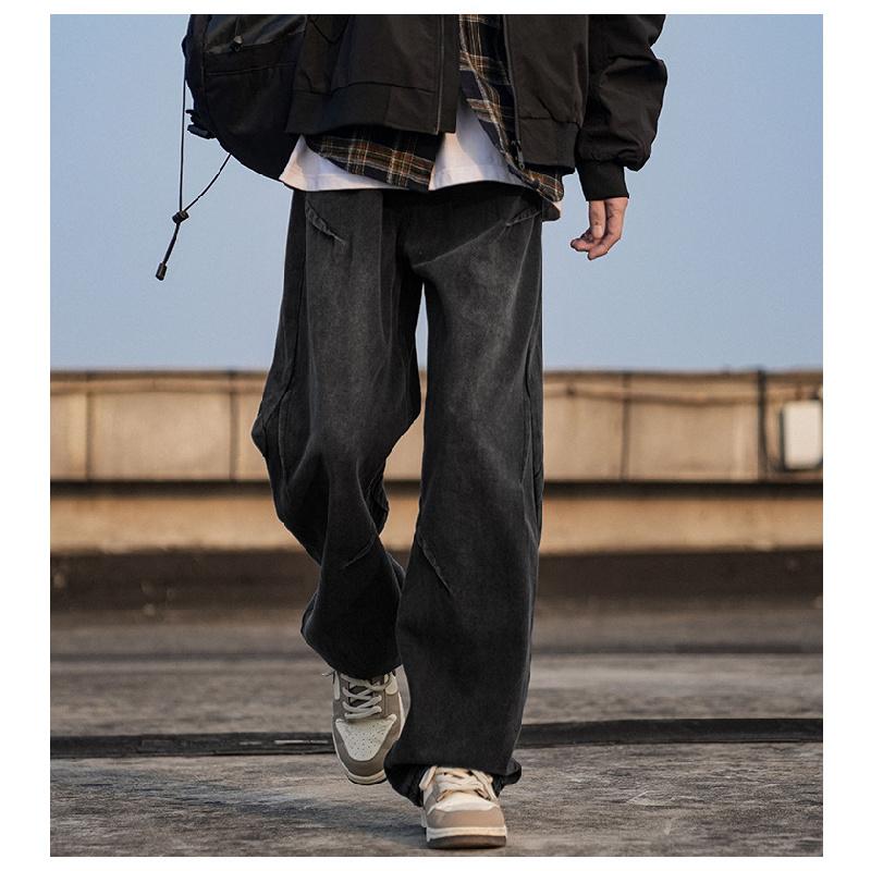 2026 New Men s Jeans Spring and Autumn Loose Straight Wide-Leg Trousers S чёрный