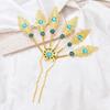 Traditional Thai Peacocks Leaf Hair Decoration Alloy Hair Accesories with Rhinestones Hairpieces for Special Occasion
