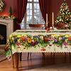 Pastoral Round/Rectangular Dining Table Cloth, Beige Colorful Flower Pattern, Dining Table Decorative Cloth, Natural Atmosphere