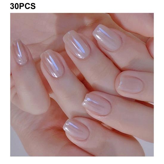 30ks Lis na nehty Elegantní čínský styl Bambus Červený čtverec Krátké lesklé prodlužování nehtů Úplný kryt Salon Domů Ženy Dívky Sada falešných nehtů