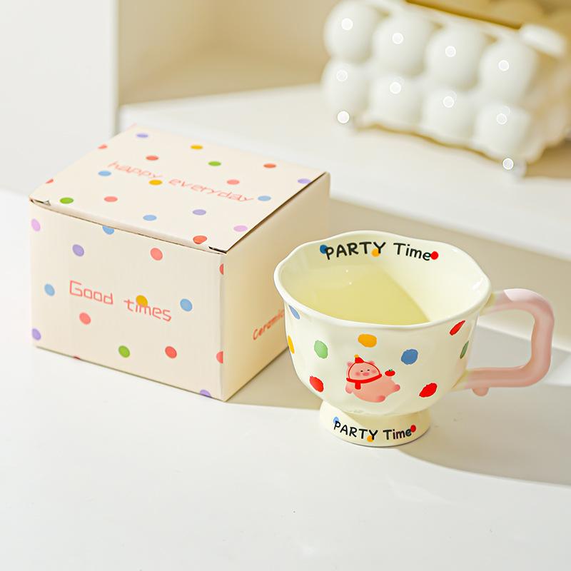 Fashion ceramic mug office gift household cup coffee cup water cup breakfast cup happy birthday 401-500ml