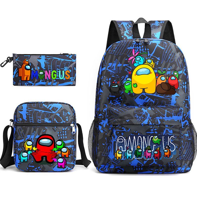 Football Star Teenager Student Schoolbag Ronaldo Pattern Three-Piece Backpack