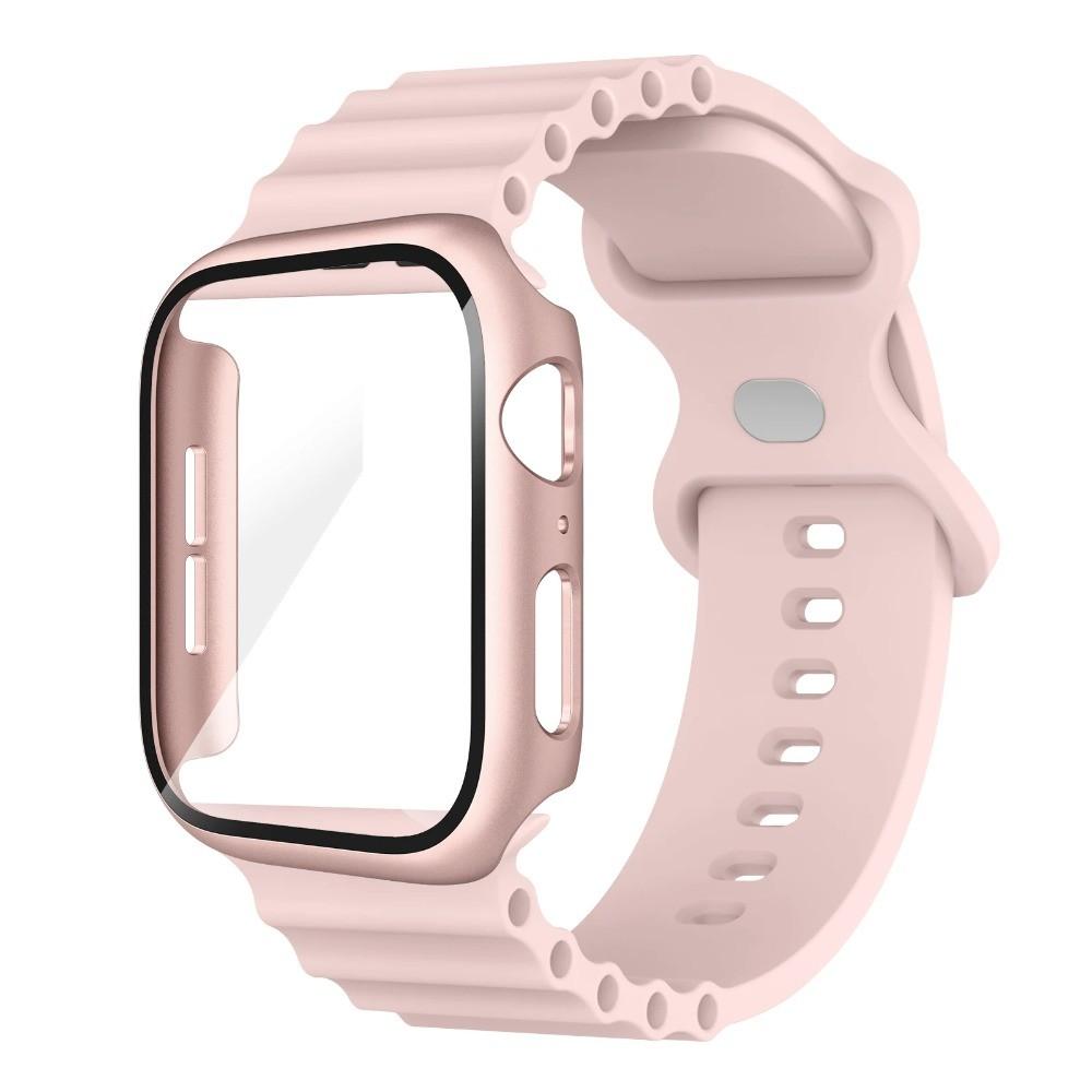 Glass Case+Silicone Band For Apple Watch 38mm 42mm 40mm 44mm 41mm 45mm 46mm Strap For iwatch 11 10 9 8 7 6 5 4 3 2 1 SE Bracelet