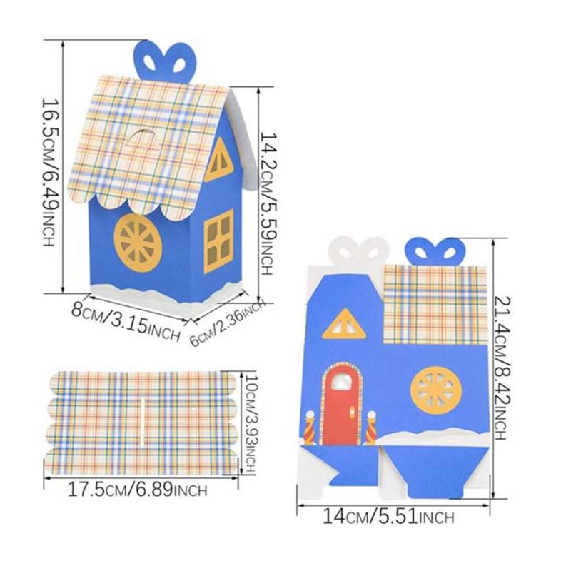 24Pcs Festival Holiday Candy Packaging Boxes Reusable Paper House Gift Containers For Christmas Decorations