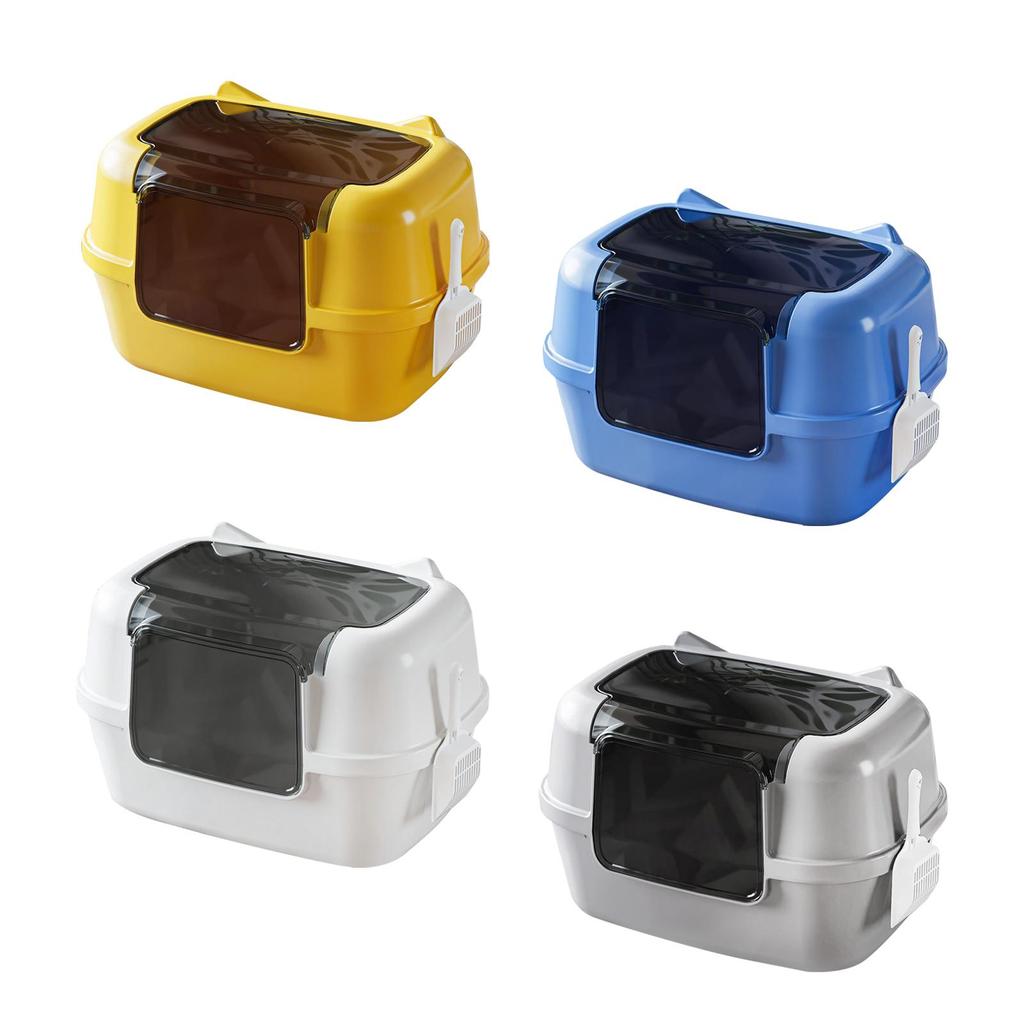 Fully Enclosed Cat Litter Box Portable Easy to Clean with Lid with Spade Potty Pan for Home Bathroom Apartment Dorm Living Room